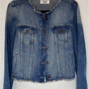 Mango Distressed Blue Denim Jacket